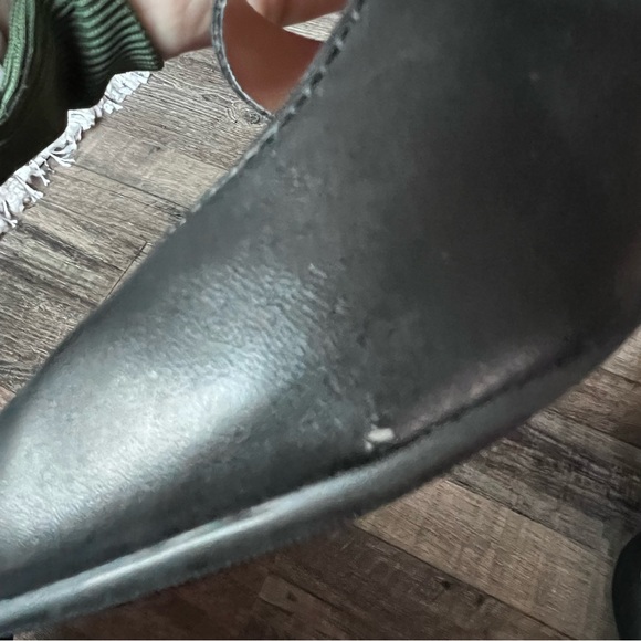 Black Stiletto Pointy Toe Heels with Patent Leather Mary Jane Strap - Picture 4 of 11